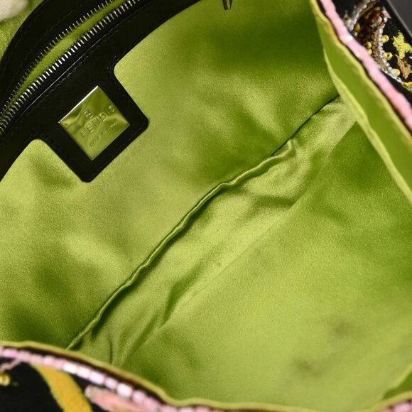 Fendi Black Canvas Beads Baguette Handbag 134788 - Picture 9 of 10